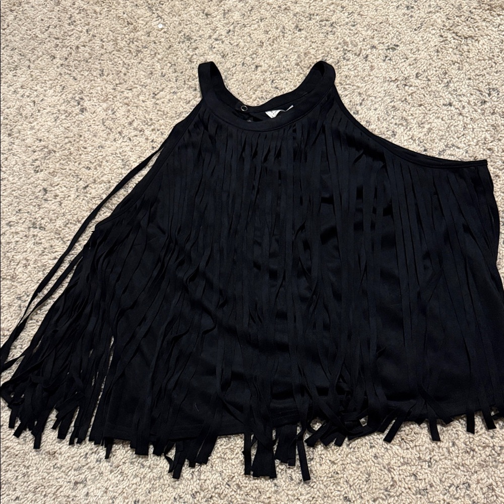 Express Black Fringe Tank Top